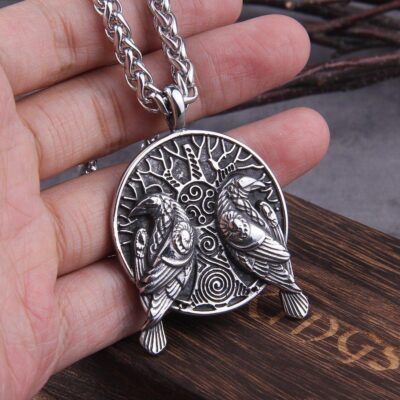 Odin's Ravens Necklace - Huginn & Muninn Viking Amulet