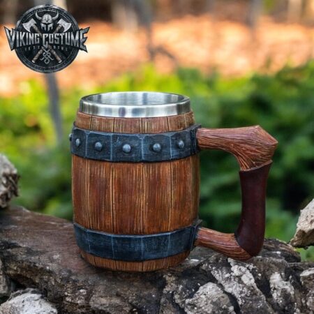 Viking Beer Mug Wood And Stainless Steel